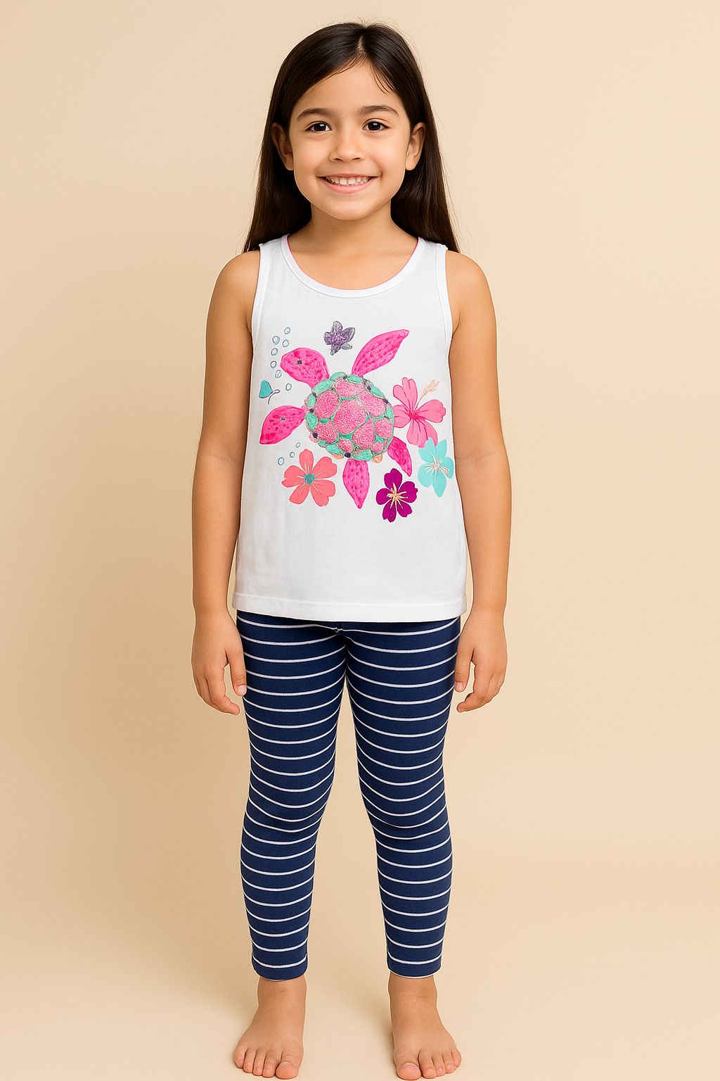 LEG INFANTIL AZUL LISTRA M&S TAM 6 A 7 ANOS