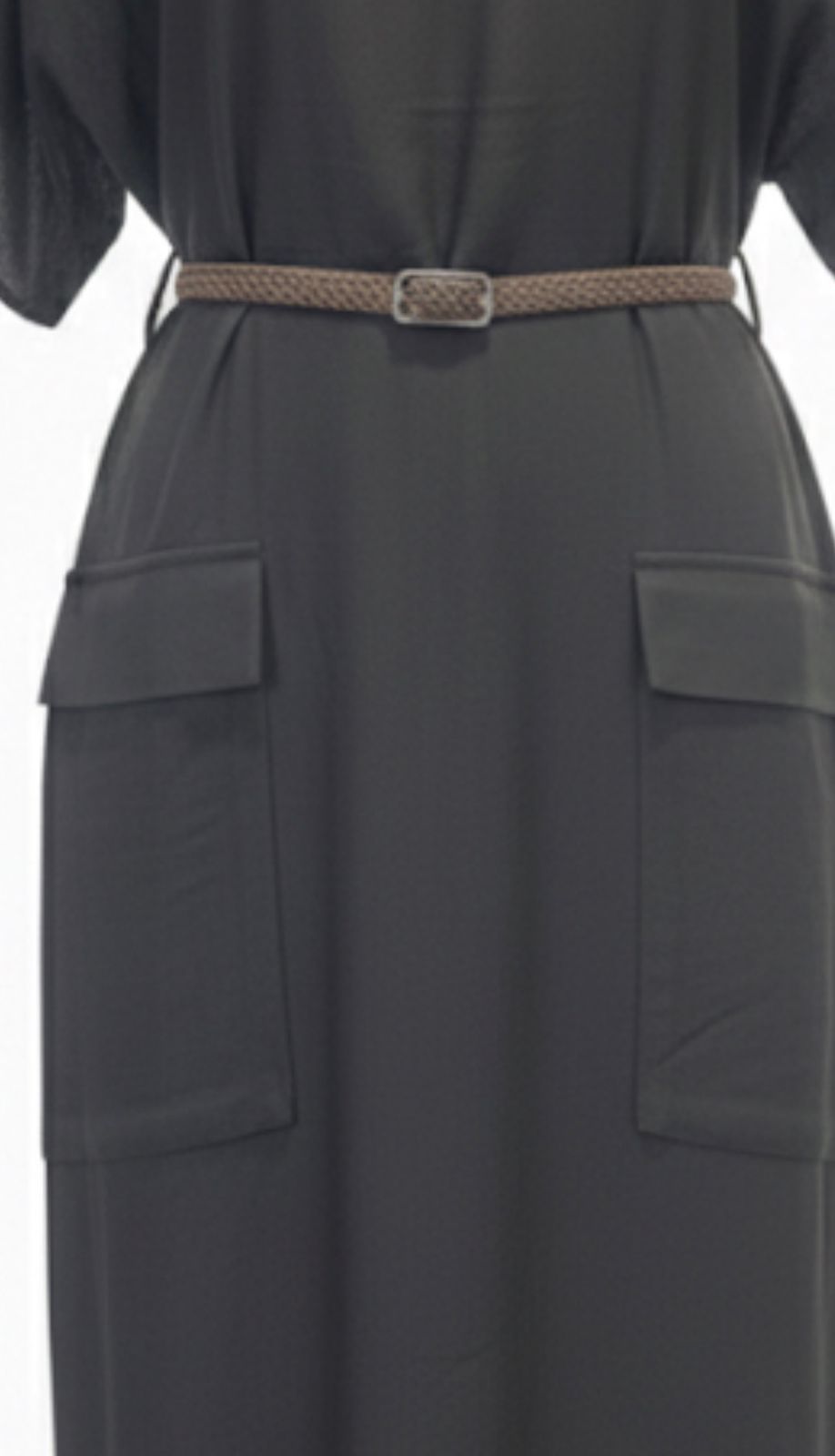 VESTIDO LINHO MIDI VERDE MUSGO MANGO (MNG) TAM M