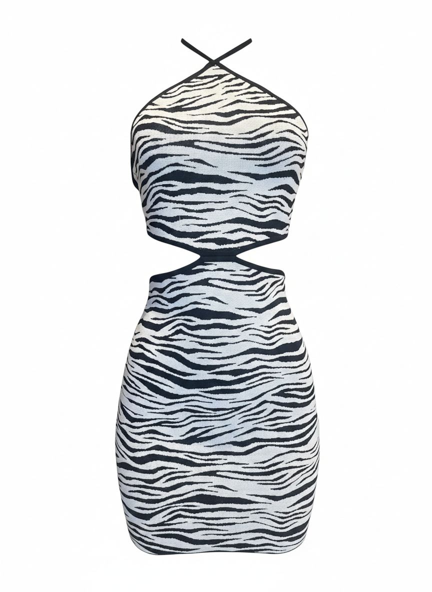 VESTIDO ANIMAL PRINT ZEBRA BERSHKA