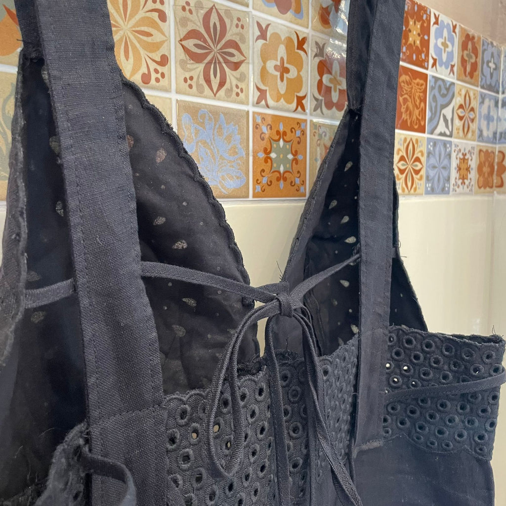 VESTIDO LINHO H & M T AM 42/M PRETO