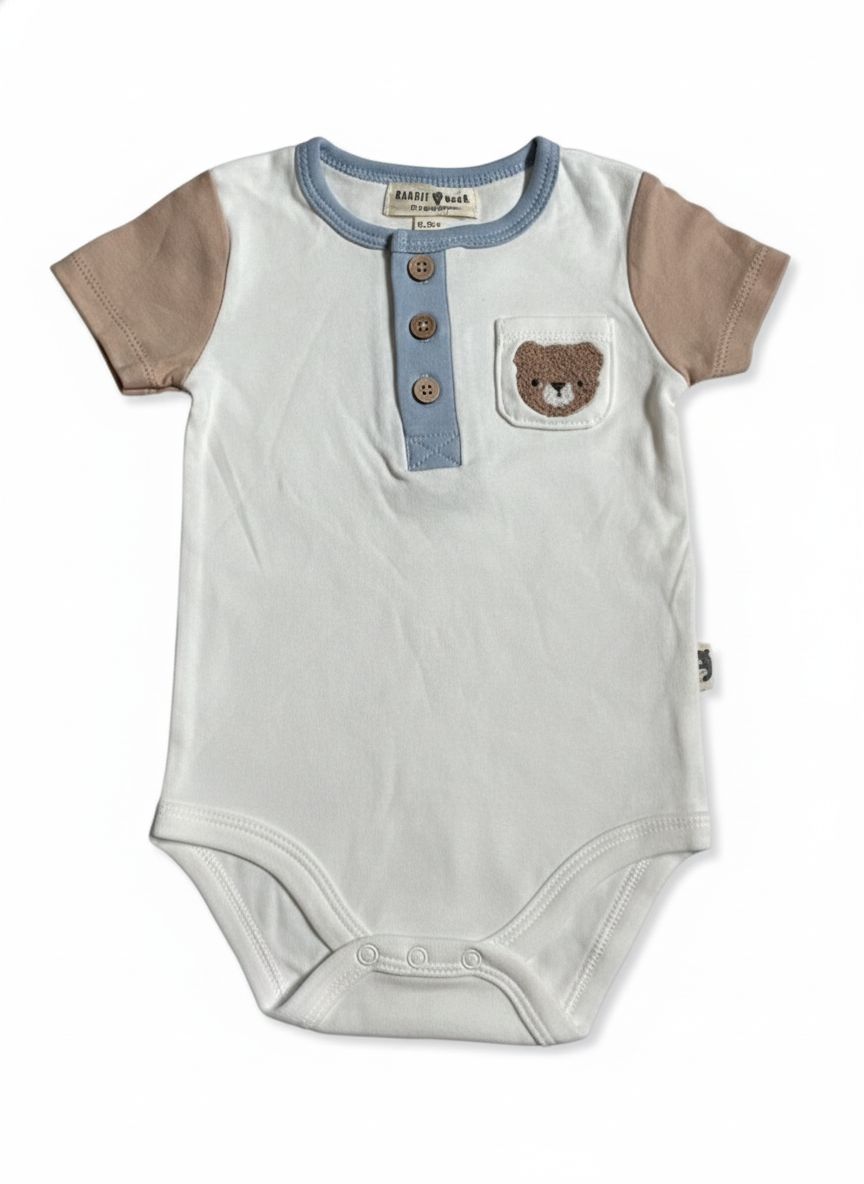 BODY INFANTIL MASCULINO RABBIT+BEAR TAM 6 A 9 MESES