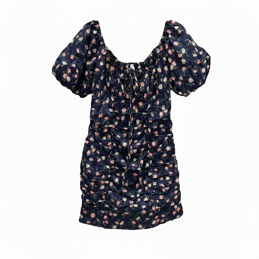 VESTIDO ESTAMPADO DRAPEADO APRICOT TAM G