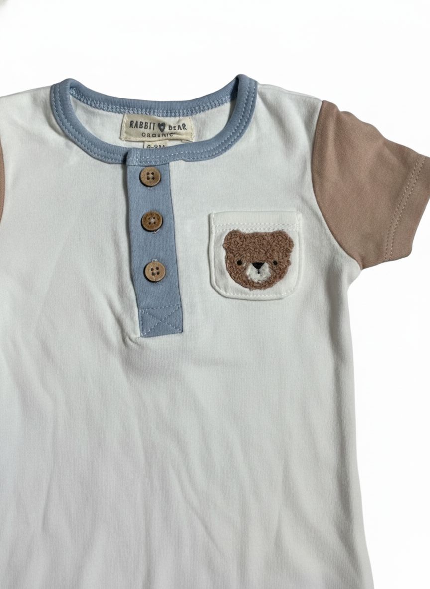 BODY INFANTIL MASCULINO RABBIT+BEAR TAM 6 A 9 MESES