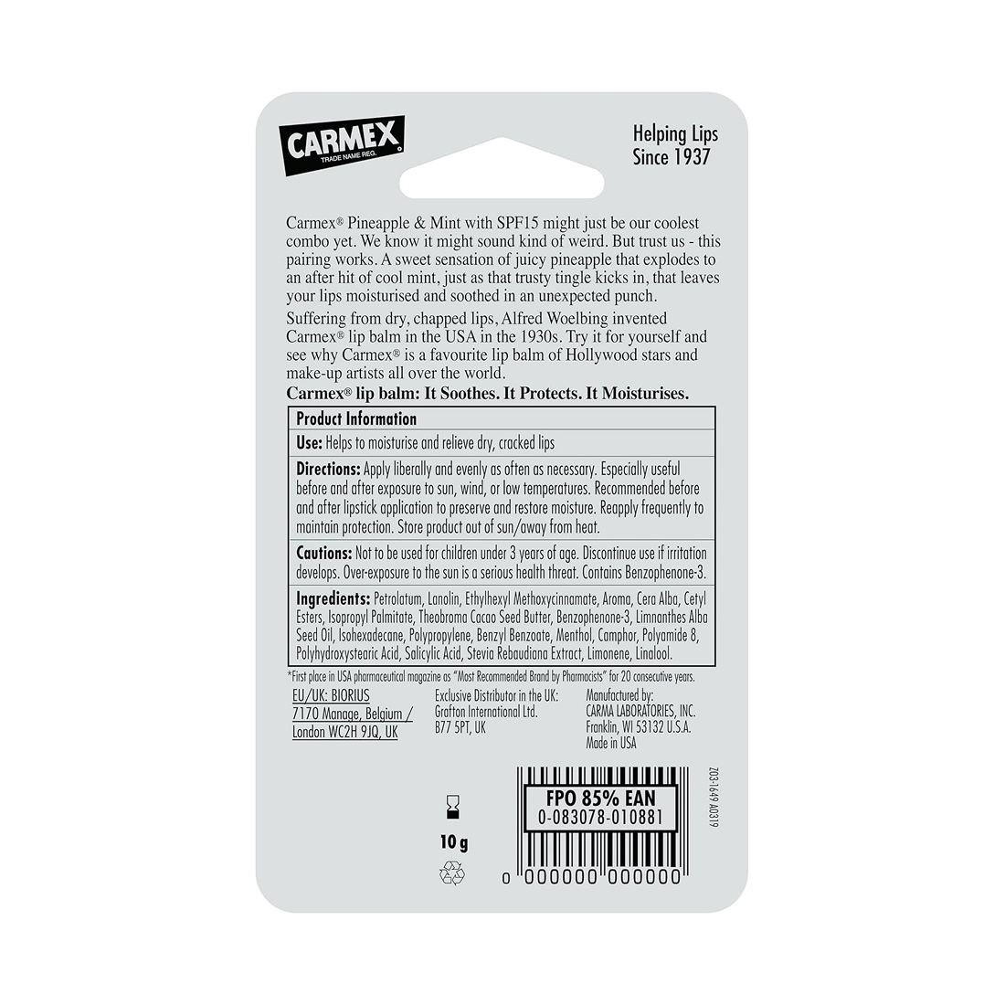 CARMEX LIP 10G PINEAPPLE