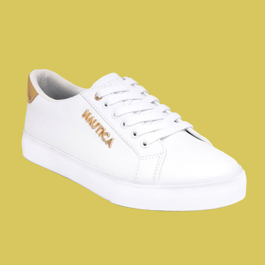 Tênis Casual Náutica Branco com Detalhe Dourado – Feminino