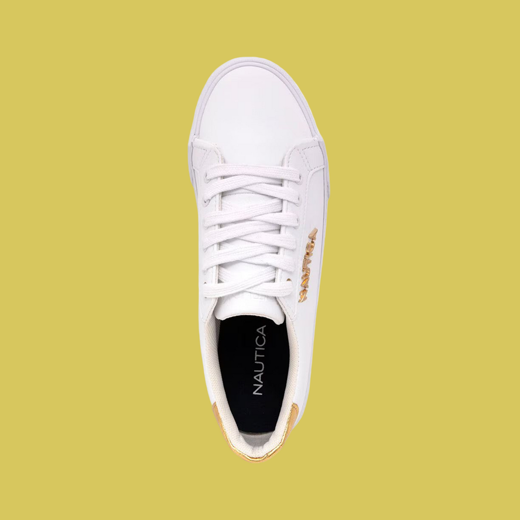 Tênis Casual Náutica Branco com Detalhe Dourado – Feminino