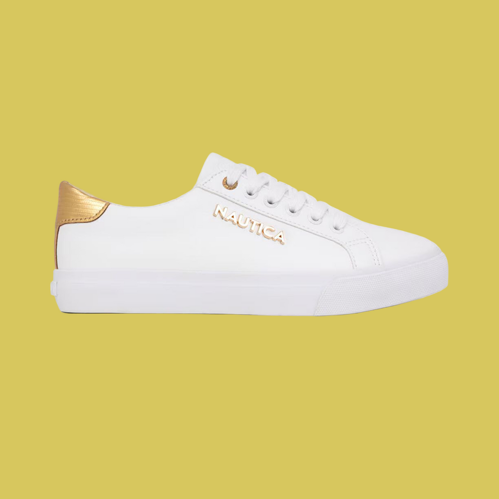 Tênis Casual Náutica Branco com Detalhe Dourado – Feminino