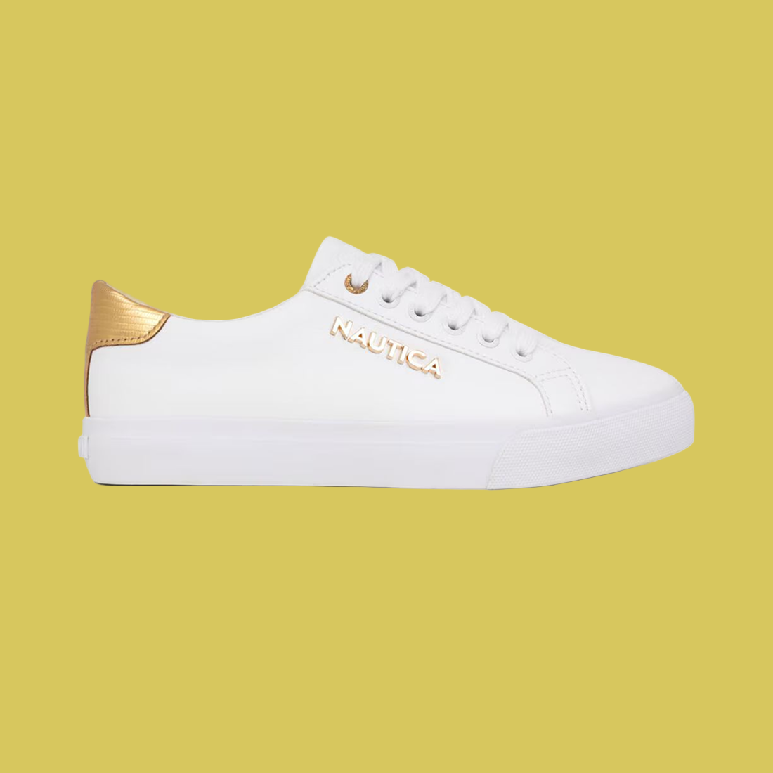 Tênis Casual Náutica Branco com Detalhe Dourado – Feminino