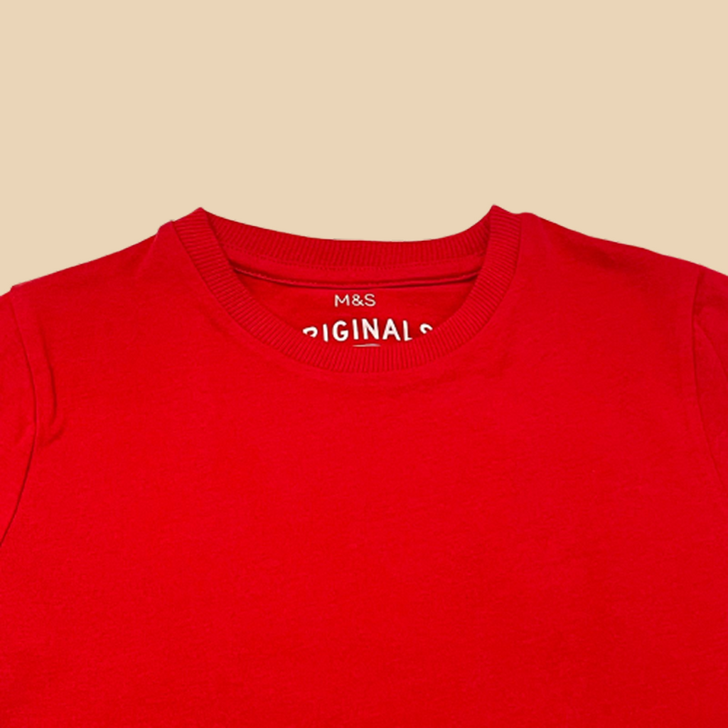 T SHIRT MASCULINO VERMELHA M & S TAM 4/5 ANOS