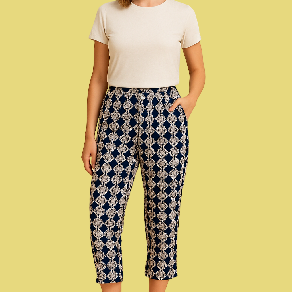 CALCA TECIDO BORDADA ZARA