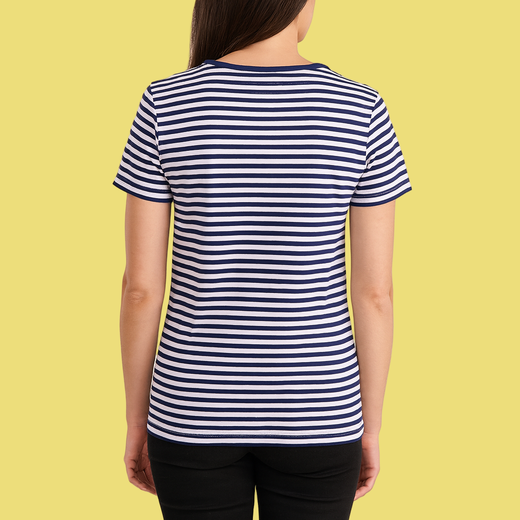 TSHIRT LISTRADA VOILE BLEUE