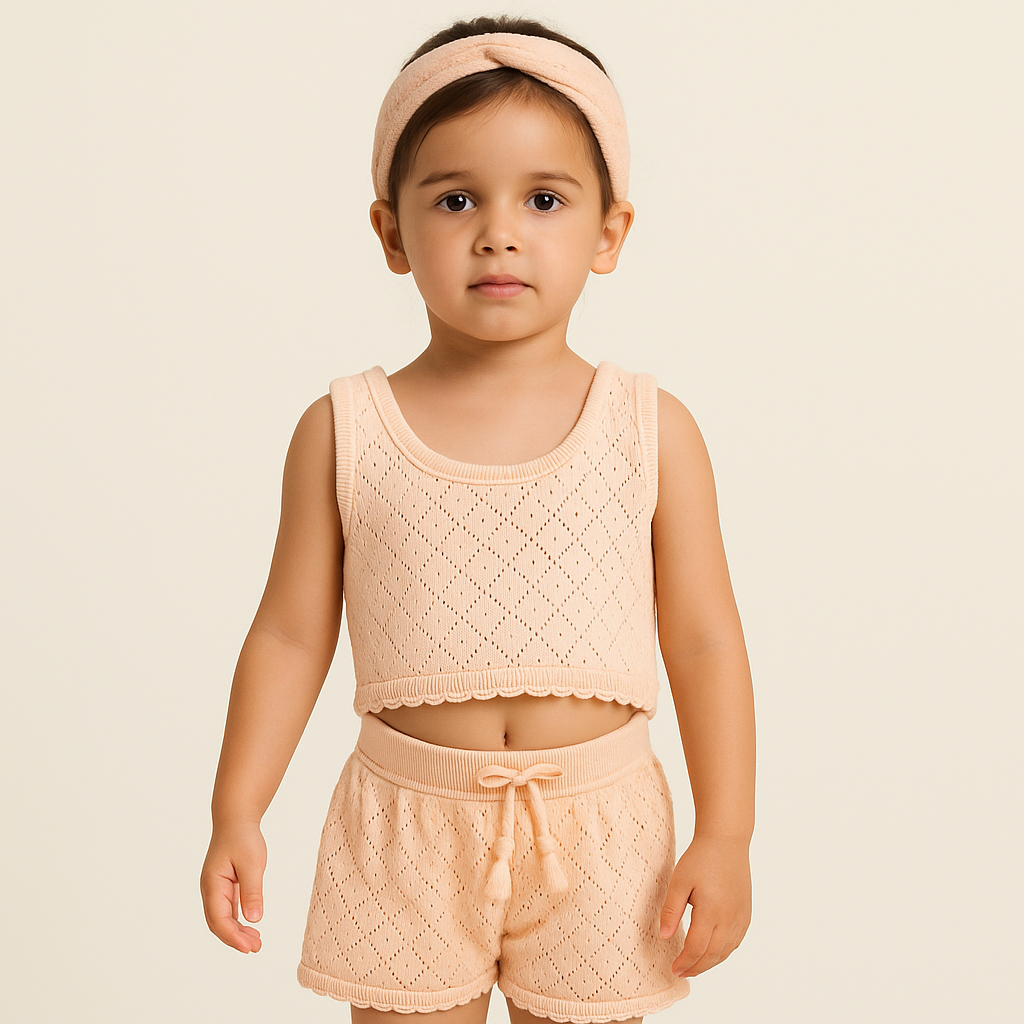 CONJUNTO INFANTIL SHORT/TOP/TIARA LINHA MISS