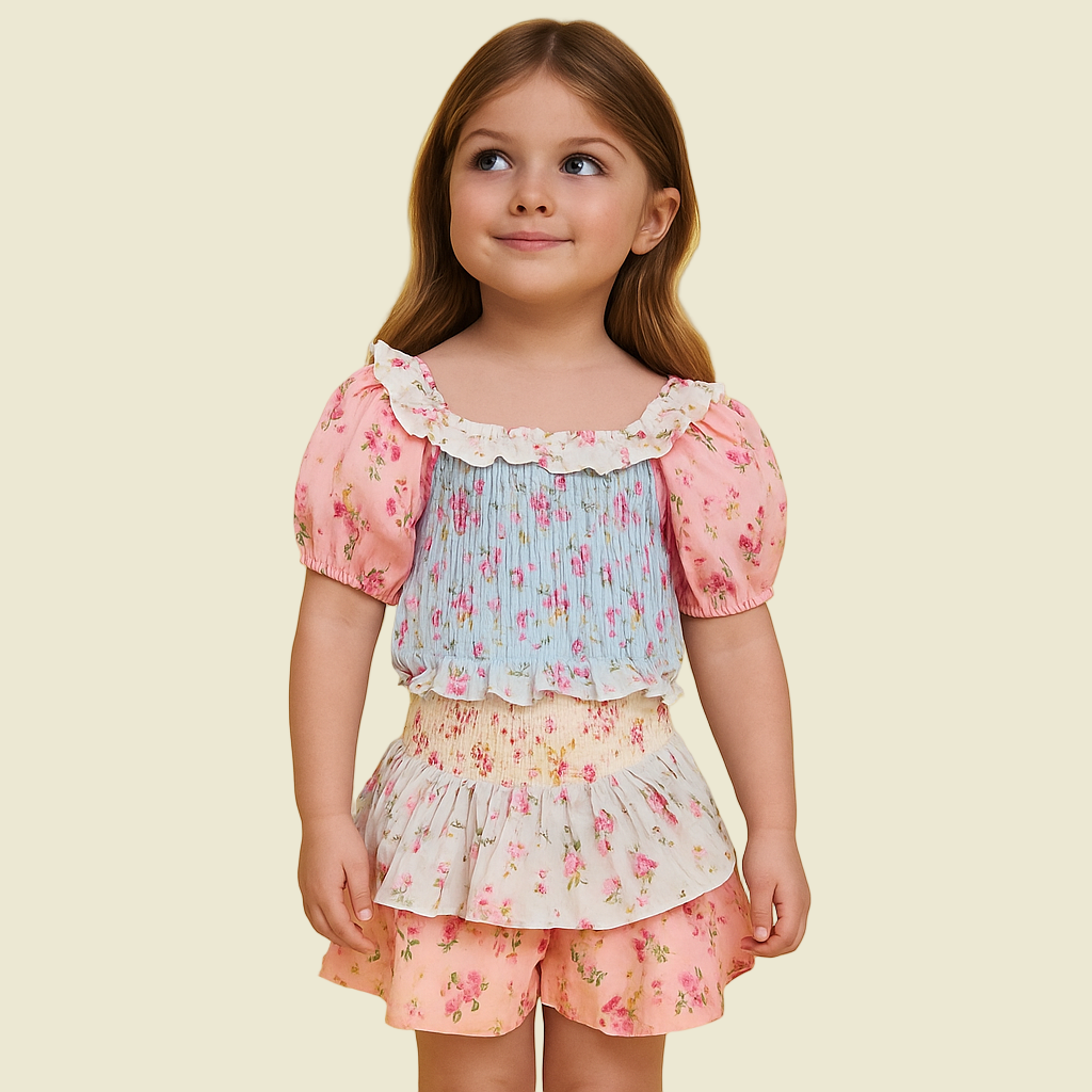 CONJUNTO INFANTIL TOP/SAIA LEMON KISS