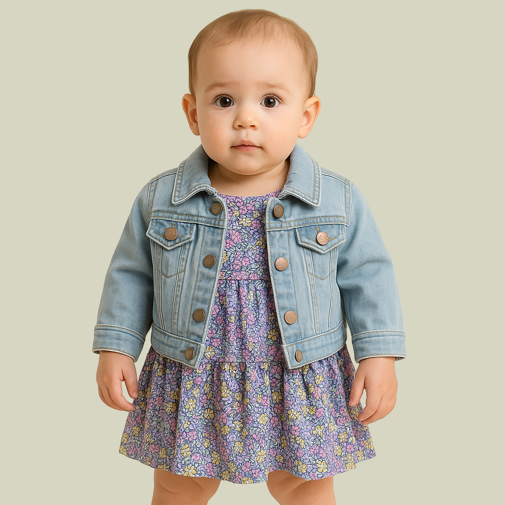 VESTIDO INFANTIL  C/JAQUETA JEANS  PICAPINO