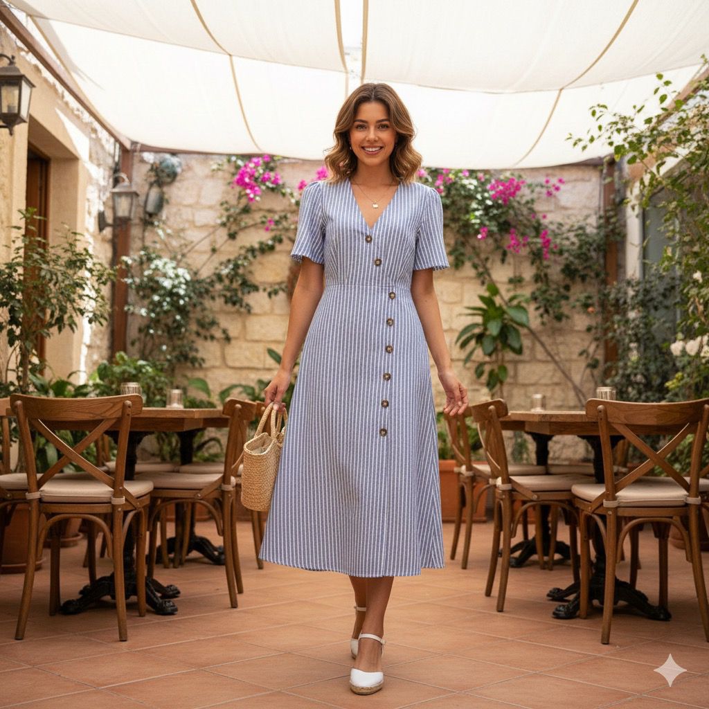 VESTIDO LISTRA APRICOT