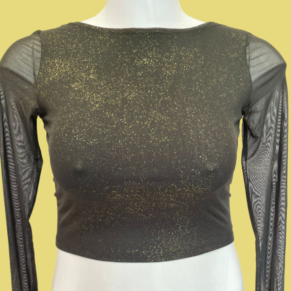 CROPED C/ BRILHO MANGA LONGA BERSHKA