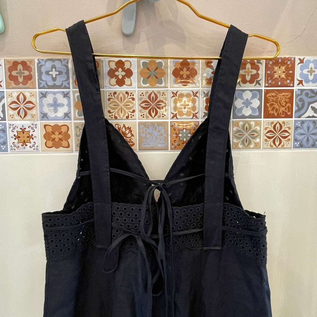 VESTIDO LINHO H & M T AM 42/M PRETO