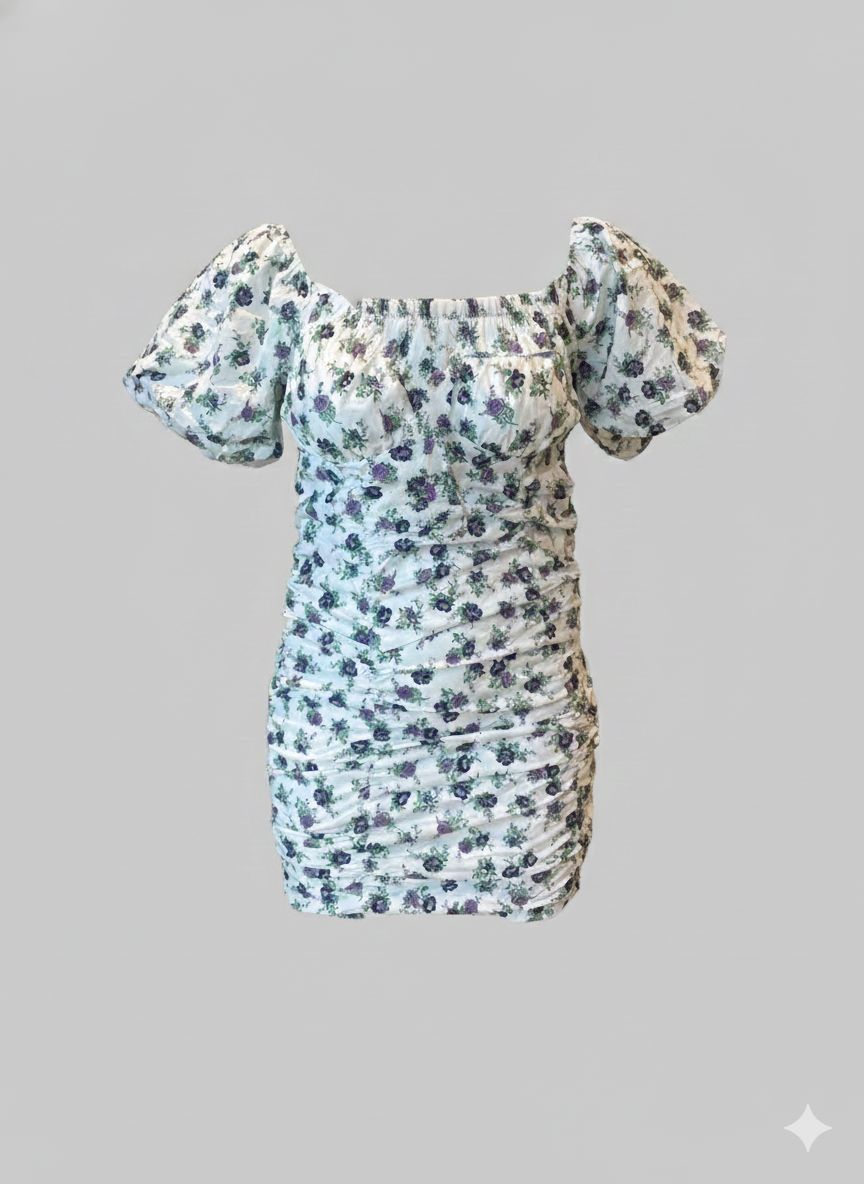 VESTIDO ESTAMPADO DRAPEADO APRICOT TAM G