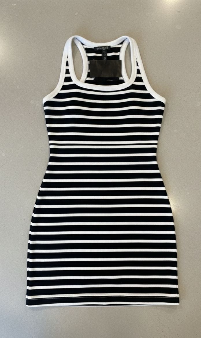 VESTIDO MALHA CANELADA LISTRA BRAVE SOUL TAM M