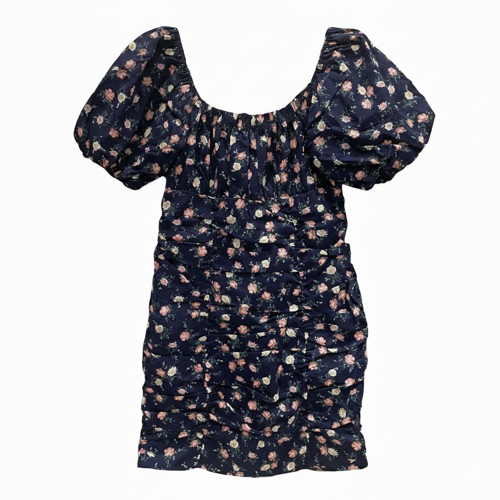 VESTIDO ESTAMPADO DRAPEADO APRICOT TAM G