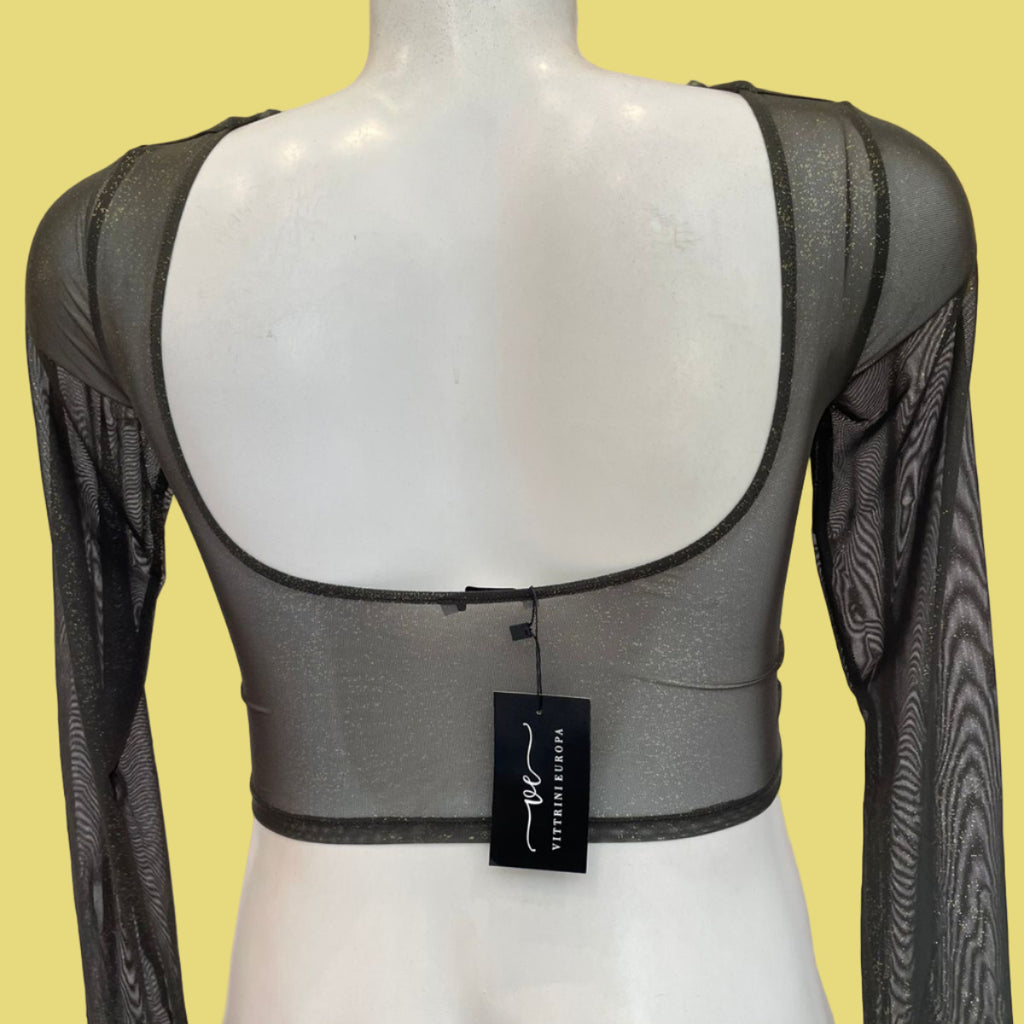 CROPED C/ BRILHO MANGA LONGA BERSHKA