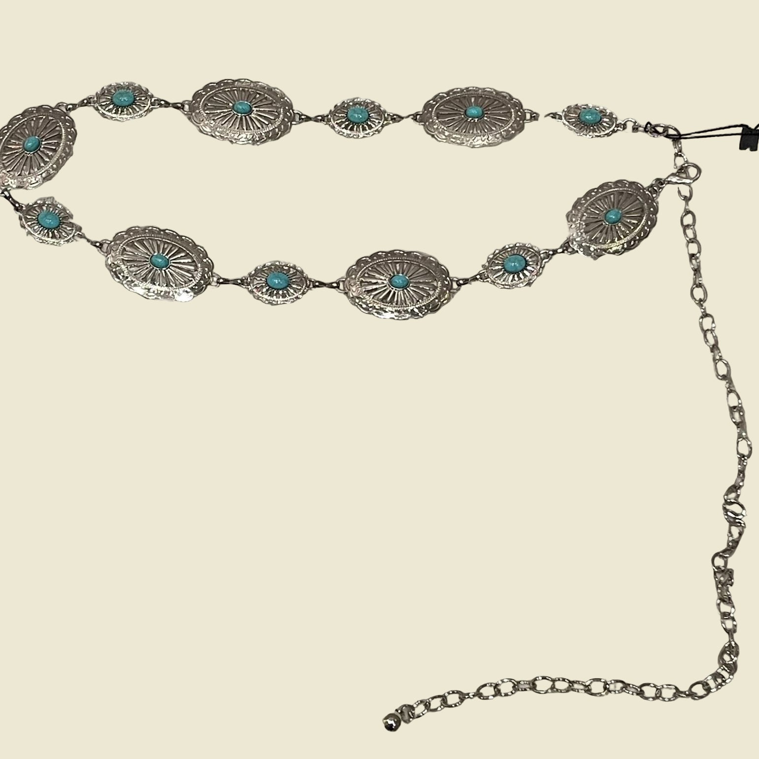 CINTO CORRENTE PRATA C/ PEDRA AZUL