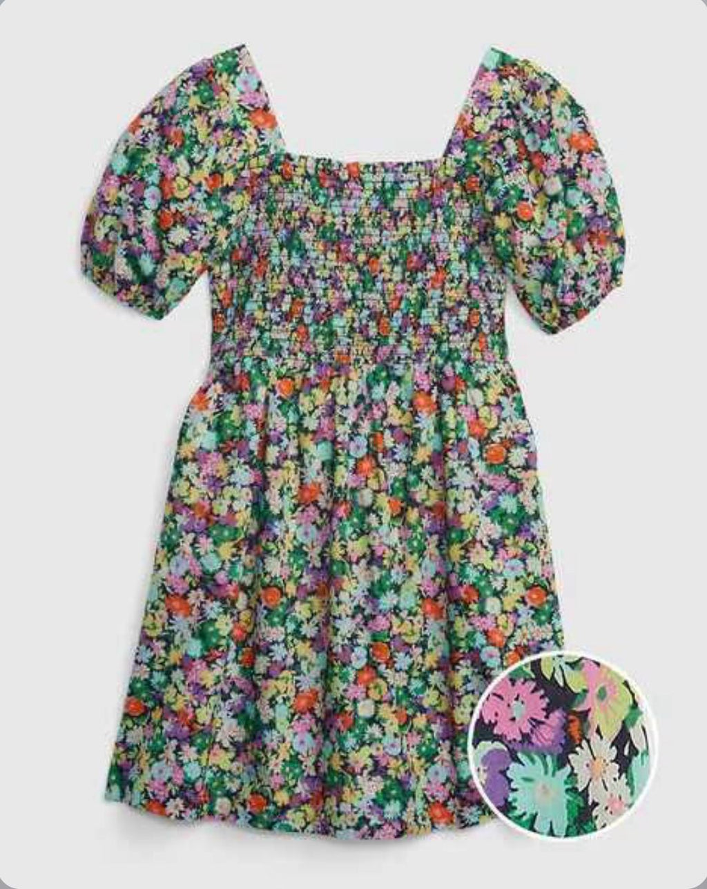 VESTIDO VERDE FLORAL GAP DE 6 A 7 ANOS