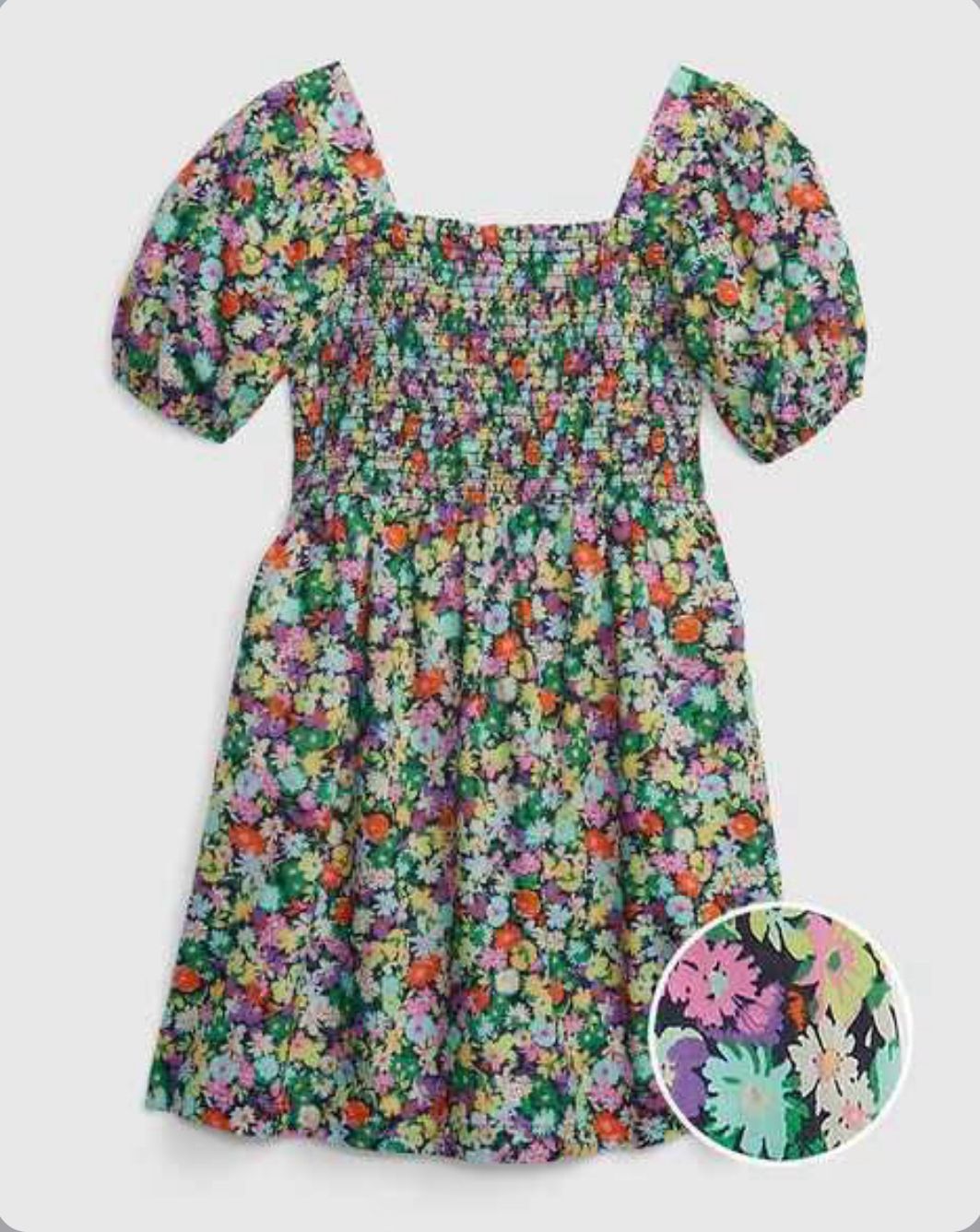 VESTIDO VERDE FLORAL GAP DE 6 A 7 ANOS