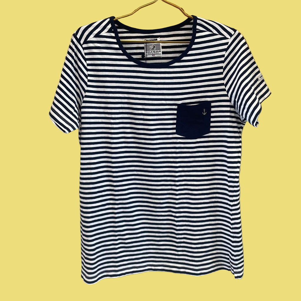 TSHIRT LISTRADA VOILE BLEUE