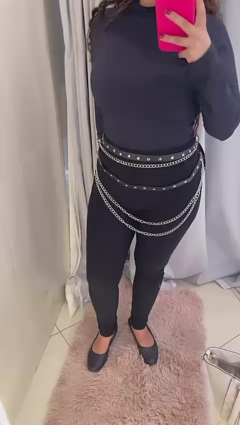 CINTO COURO E CORRENTES